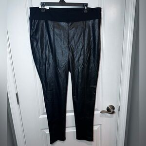 NWT Calvin Klein Black Faux Leather Leggings XL
